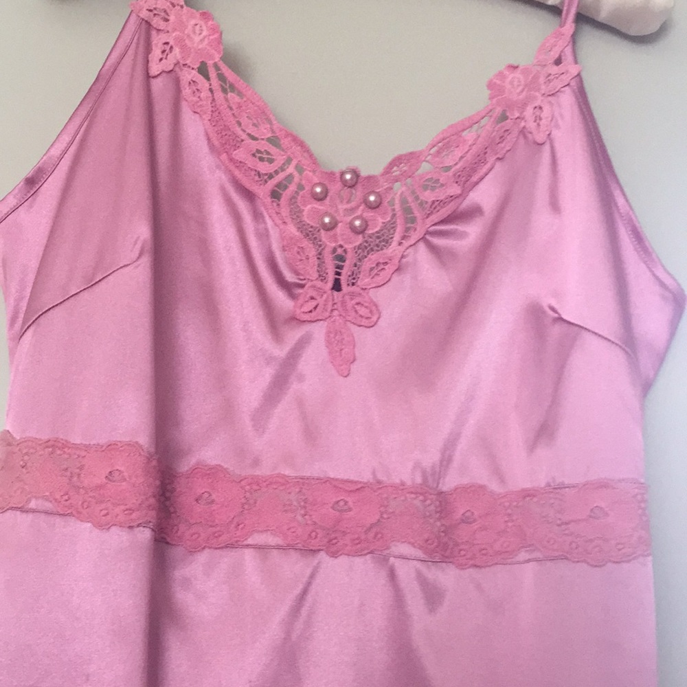 Ladies Pink Satin Slip Dress.